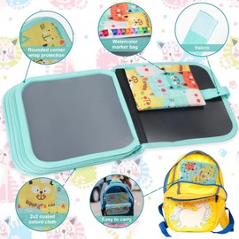 Qrytoi Erasable Book Doodle Set for Kids,Magic Drawing Book for Kids,Reusable Drawing Book 12 Watercolor Pens 14 Page Drawing,Road Trip Car Game Writing Painting Set for Boys and Girls (Orange Cats)