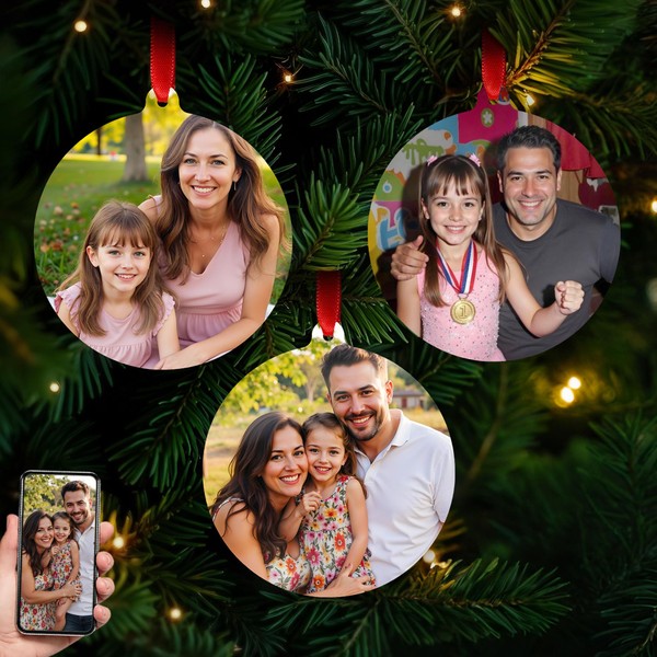 ArtPix 3D Personalized Christmas Ornament Set of 3 - Metal