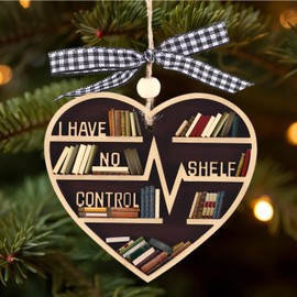 3D Book Ornaments for Christmas Tree, 2024 Book Lovers Gifts, Gifts for Book Lovers, Women, Librarian, Nerd, Reading Wooden Christmas Ornaments