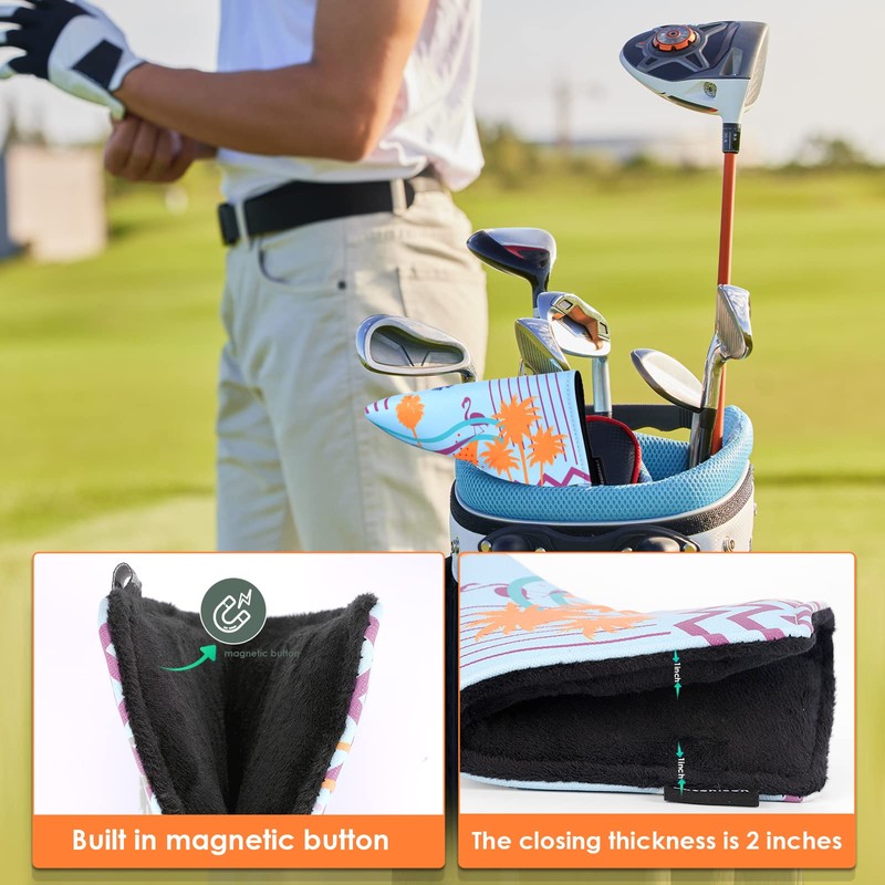 Lusehieon Leather Blade Putter Cover Magnetic, Golf Blade Putter Headcover
