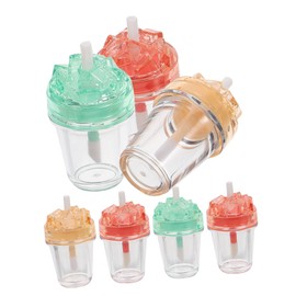 FRCOLOR 7pcs Milk Tea Bottle Lip Glaze Tube Clear Gloss Lip Gloss Mini Ice Cubes Clear Lipglosses Refillable Lipstick Container Lip Balm Making Kit Lip Gloss Packaging Tube Lip Gloss Tubes