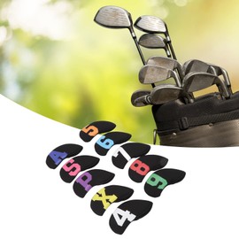 GLOGLOW Colour Numbers Golf Iron Headcover Set 10 Pieces Neoprene Golf Club Iron Club Covers (Black)