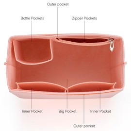 SMART DK Purse Organizer Insert for Longchamp Le Pliage Handbag Insert (PINK, S/8.26 * 5.11 * 6.69in)