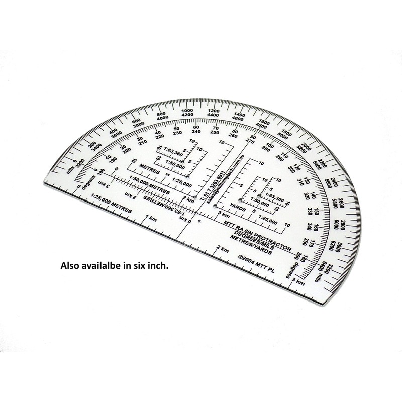 Military Protractor 9 Inch — Degrees & Mils, Meters &