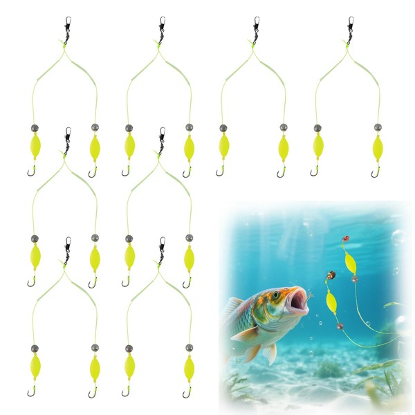 Fyfjur Double-Hook Fishing Hooks, Reverse Bottom, Pack of 8 Carp