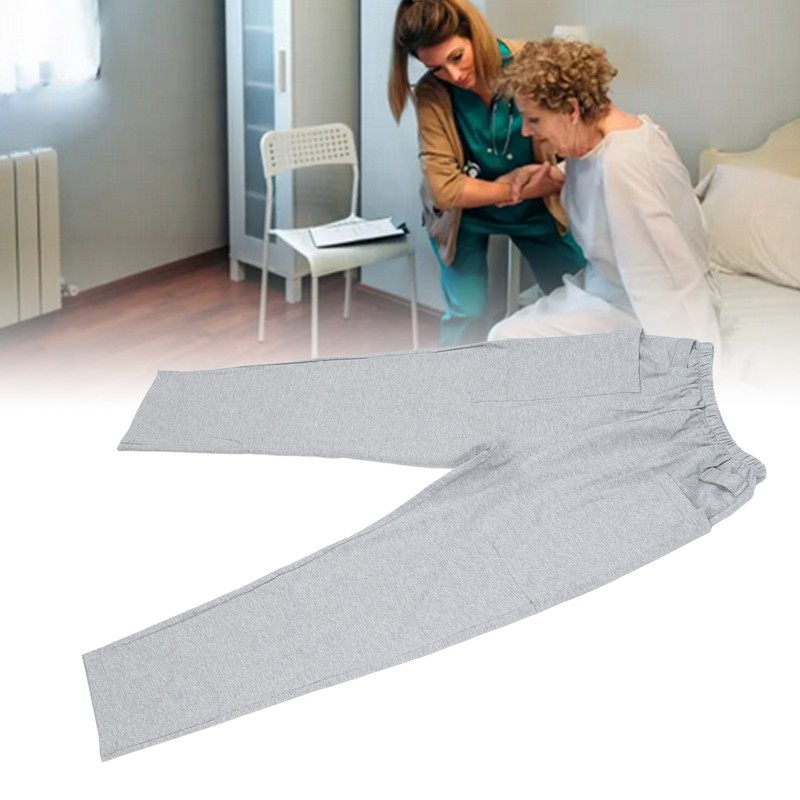 Catheter Leg Bag Pants 2 Outer Side Pockets Soft Cotton