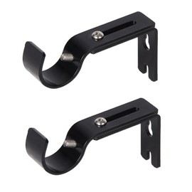YENXIKU Adjustable Curtain Rod Brackets - Heavy Duty Iron Holders and Hooks, Easy Install Extender, Secure Holder for 1 Inch Rod, Black (4 Pack)