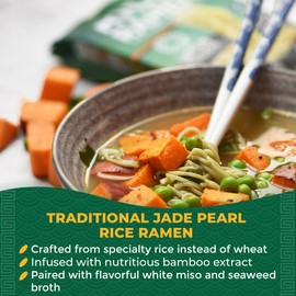 Lotus Foods Jade Pearl Organic Rice Ramen Noodles With Miso Soup - Gluten Free Ramen Noodles, Vegan Ramen Noodles, Organic Ramen Rice Noodles - 2.8 Oz Bags (Pack of 10)