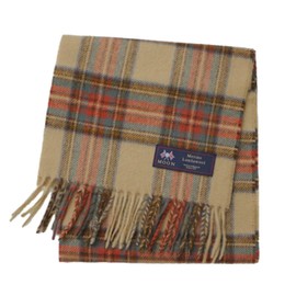 Fujiei MOON Wool Scarf, Stole 190×25 cm Antique Dress Stewart Beige, 100% Wool, Made in the UK