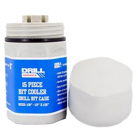 Drill America Empty Drill Bit Index/Case, Holds 15 Sizes, Round Plastic Bit Cooler, 1/16-1/2 by 32nds