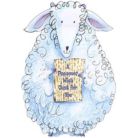 Designer Greetings Die Cut Lamb Holding Matzah Juvenile Passover Card for Kids/Children