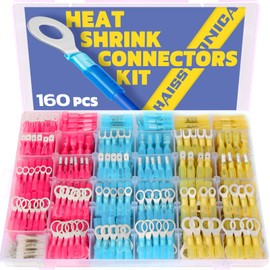 haisstronica 160PCS Heat Shrink Wire Connectors-Marine Grade Heat Shrink Butt Connectors-Electrical Connectors Kit of Tinned Red Copper,AWG 26-10 Crimp Insulated Ring Fork Butt Splice(4Colors)