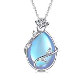 TOUPOP Teardrop Moonstone Necklaces s925 Sterling Silver Infinity Rose Pendant Jewelry Anniversary Christmas Valentines Mothers Day Birthday Gifts for Women Her Girlfriend Wife Mom