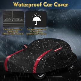 QUNSUNUS 6 Layer Car Cover for Volkswagen Beetle Bug 2 Door 1960-1980 Waterproof All Weather 210D Windproof for VW Beetle Bug Car Cover Hail Protection with Zipper