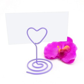 EinsSein Pack of 12 Place Card Holders Heart Lilac Wedding Wired Small Photo Holder Place Card Holder Name Card Holder Place Cards Name Cards Party Vintage