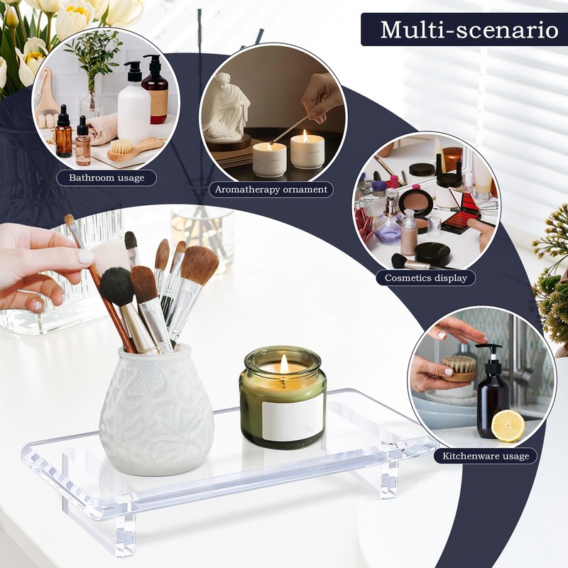 Crystal‑Clear Acrylic Perfume Display Tray 2‑Pack – Elegant Vanity Tray