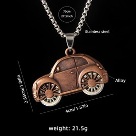 ONLYJUMP Airplane Pendant Necklace for Men Women Stainless Steel Bronze Plated Airplane Plane and Car Pendant Necklace Pilot Aircraft Airplane Necklace Jewelry Gift (Red car)