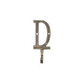 Handcrafted Nautical Decor Rustic Gold Cast Iron Letter D Alphabet Wall Hook 6"