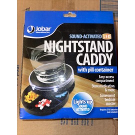Jobar LED Lighted Pill Holder  Nightstand Caddy with Pill Storage Sound Activated