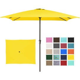 JEAREY 8x10 ft Rectangular Patio Umbrellas Outdoor Table Market Umbrella w/Crank, 8 Sturdy Ribs, UV Protection Waterproof Sunproof for Garden, Deck, Backyard, Pool(Yellow)