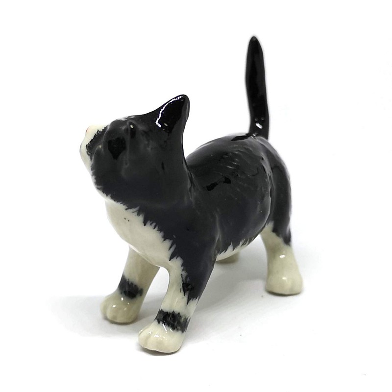 ZOOCRAFT Porcelain Black Cat Figurine Handmade Dollhouse Miniatures Ceramic Pottery