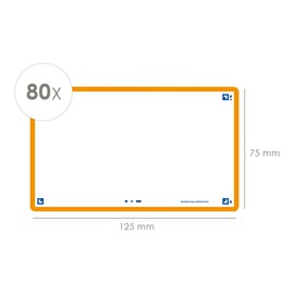 Oxford Flash 2.0 Index Cards A7, Flashcards, 75 x 125 mm, Blank, Orange, 80 Sheets