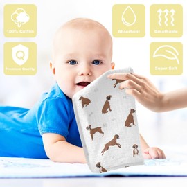 vvfelixl Baby Cotton Washcloths Boxer Dog Infants Bath Towel for Unisex Puppy Face Towels for Newborn, Natural Baby Wipes Delicate Skin, 11.8 X 11.8 inch, one sizex5