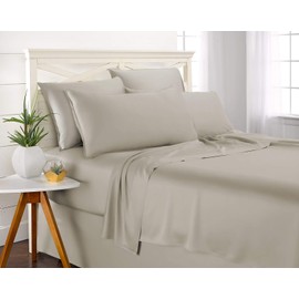 Pure Bamboo King Pillowcase 2 Piece Set - 100% Organic Bamboo - Soft, Breathable, Moisture-Wicking, Hypoallergenic, Luxury Sateen Fabric with Envelope Closure (2 King Pillowcases, Sand)