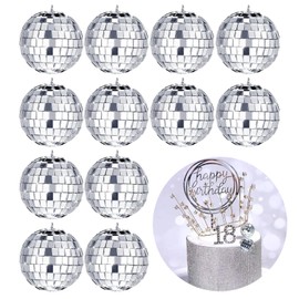 Pack of 12 Mini Disco Ball Decoration, Disco Ball Small, Shiny Disco Ball Decoration for Christmas Tree, Wedding, Birthday Party Decoration, Light Effect, Perfect Small Disco Ball for Your Party