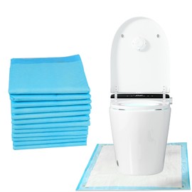 25 Pack Disposable Toilet Mats Absorbent Toilet Floor Protector from Urine U-Shape Toilet Training Rug Waterproof Non-Slip Bathroom Potty Training Mats Toilet Commode Mat for Children Adult (Blue)