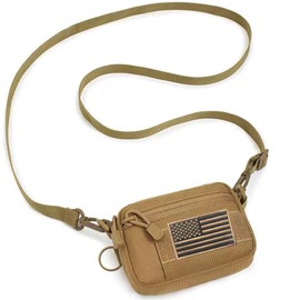 Tactical Small EDC Belt Pouch Mini Tool Crossbody Bags Utility Sling Shoulder Backpack 5.9"x3.94" Multi-functional Waist Pack for Travel Hiking (Khaki)