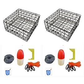 2-Pack of KUFA Vinyl Coated Crab Trap & Accessory kit (100' Non-Lead Sinking line,Caliper,Harness,Bait Bag & 11" Float) (S60+CAS1) x2