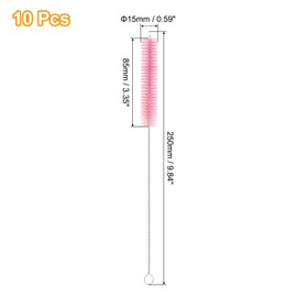 uxcell 10Pcs Drinking Straw Cleaning Brushes, 10" x 5/8" Nylon Bristles Long Straw Brush Pipe Cleaner for Washing Straws Pot Spout, Sippy Cup, Bottle and Tube (Pink)