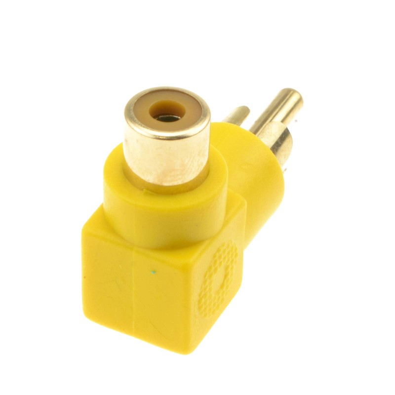 kenable Right Angled RCA Phono Adapter Yellow Video Plug to