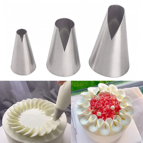 Suuker 3 Pcs Russian Piping Tips Set,V-shaped Wave Nozzles Piping
