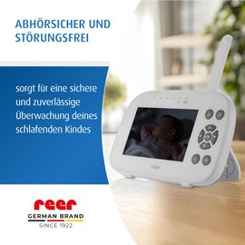 reer BabyCam XL Move Digital Video Baby Monitor, Interception-Proof FHSS Technology, 4.3 Inch TFT Screen, 300 m Range, Pan & Tilt Camera, Night Vision, Intercom Function, White