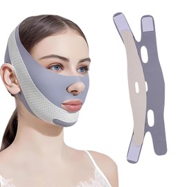Chin Lift Mask,V Line Face Lifting Chin Mask Reusable Suitable for Firming Skin Can Be Used by Both Men and Women (Star Grey)