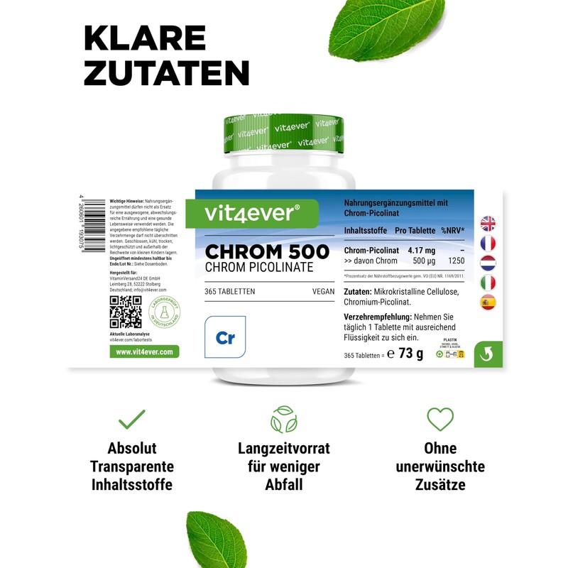 Chromium Picolinate - Extra High Dose 500 mcg Chrome per