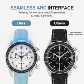 TACTICAL FROG Rubber Bands for Moonswatch Watch, Curved End Rubber Strap Compatible with Omega X Swatch Moonswatch Speedmaster Diver and More 20mm Watch Replacement Band Men Women