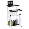 Shintenchi Mobile Podium Stand, Laptop Cart w/Adjustable Height, Portable Computer