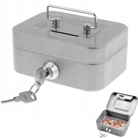 Money box with key, cash box with slot, cash box lockable, small, lockable, small cash box, lockable, can be used as a small cash register