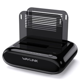WAVLINK External Hard Drive Docking Station with Two Bays 2 x 20TB Support, USB 3.0 to SATA I/II/III for 2.5 or 3.5 in HDD, SSD with Offline Clone Function, Supports UASP SATA 5Gbps
