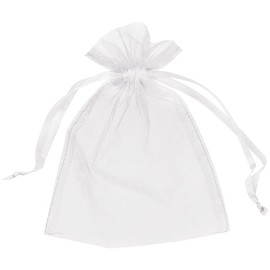 10 Organza Bags Wedding Favours Party Jewellery Pouches Mesh Drawstring Gift Wrap (5cm x 7cm, White)