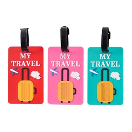 T TAKONE Kofferanhänger für Kreuzfahrten – AIDA 3er Set Silikon Gepäckanhänger mit Namensschild zur einfachen Erkennung – Ideal für Flugreisen & Urlaub (3er-Set Rot/Rosa/Blau)