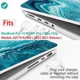 May Chen Compatible with MacBook Pro 14 inch Case 2023 2022 2021 Release M3 A2918 A2992 M2 A2779 M1 A2442 Pro/Max, Plastic Hard Shell Case with Keyboard Cover & Screen Protector, Blue Marble