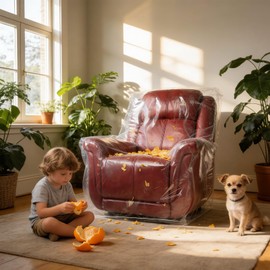 Plastic Recliner Cover Pets | Cat Dog Scratching Protector Clear Vinyl Waterproof Sofa/Couch Covers Thickened Chaise Longue dustproof and Scratch Waterproof Protective Cover (Small)