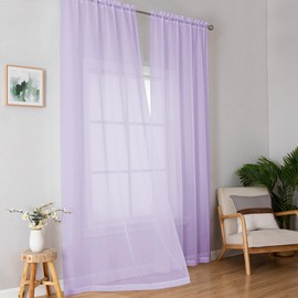 OWENIE Extra Long Sheer Curtains 96 inches Long for Bedroom Living Room, Rod Pocket Light Weight Soft Voile Sheer Curtains, Airy Solid Color Privacy Light Filtering Curtains, Each 42Wx96L inch
