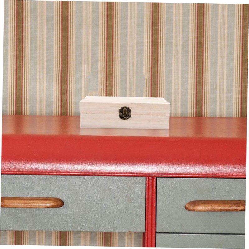 Ciieeo Unfinished Wooden Box with Hinged Lid Sturdy Wooden Keepsake