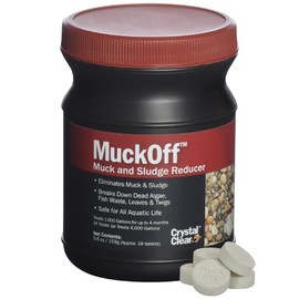 CrystalClear MuckOff, Natural Pond Muck Treatment, Water Garden, Fountain & Bird Bath Sludge Remover, Living Beneficial Bacteria Clarifier with Enzyme, Fish, Aquatic Animal, & Pet Safe, 24 Tablets