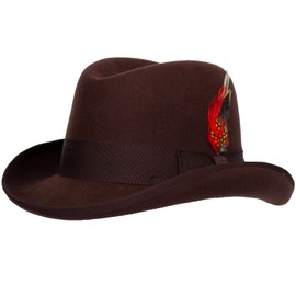 Levine Hats 9th Street Charles Firm Felt Homburg Godfather Hat 100% Wool (X-Large (fits 7 1/2 to 7 5/8), Brown)